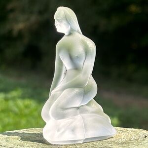 Vintage Satin Glass Woman/Mermaid Figurine!